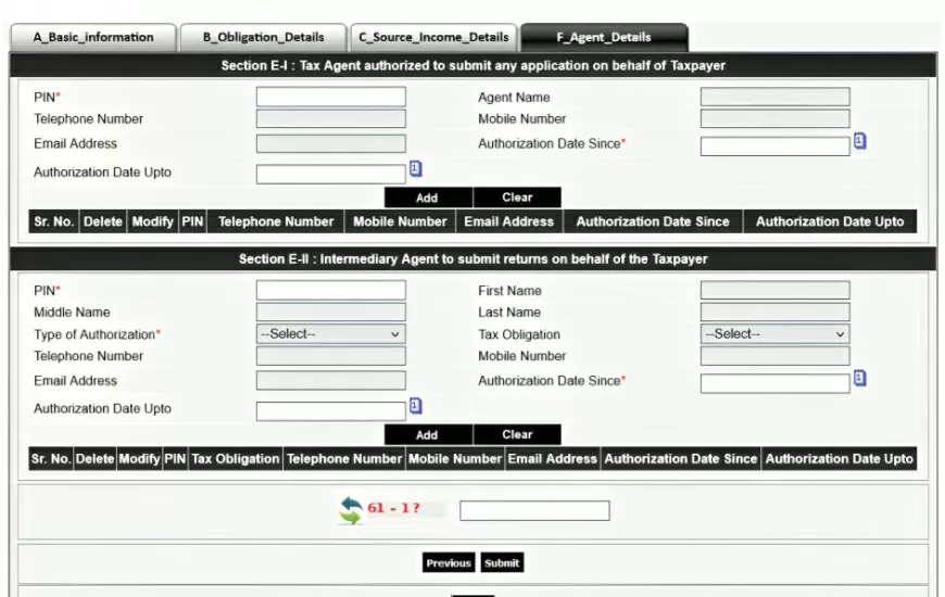 Tax Agent Information