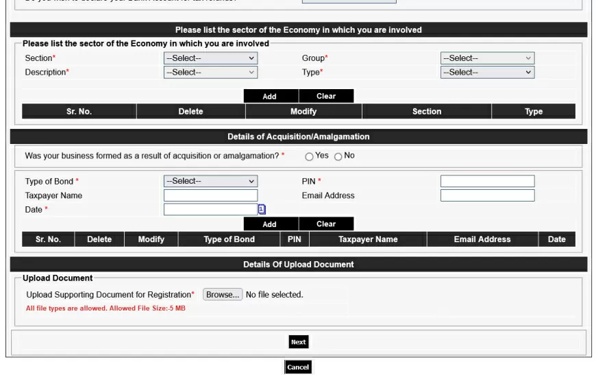 Upload The Necessary Supporting Documents for Registration.