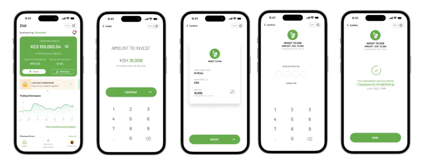 Accessing Ziidi on the M-PESA App.