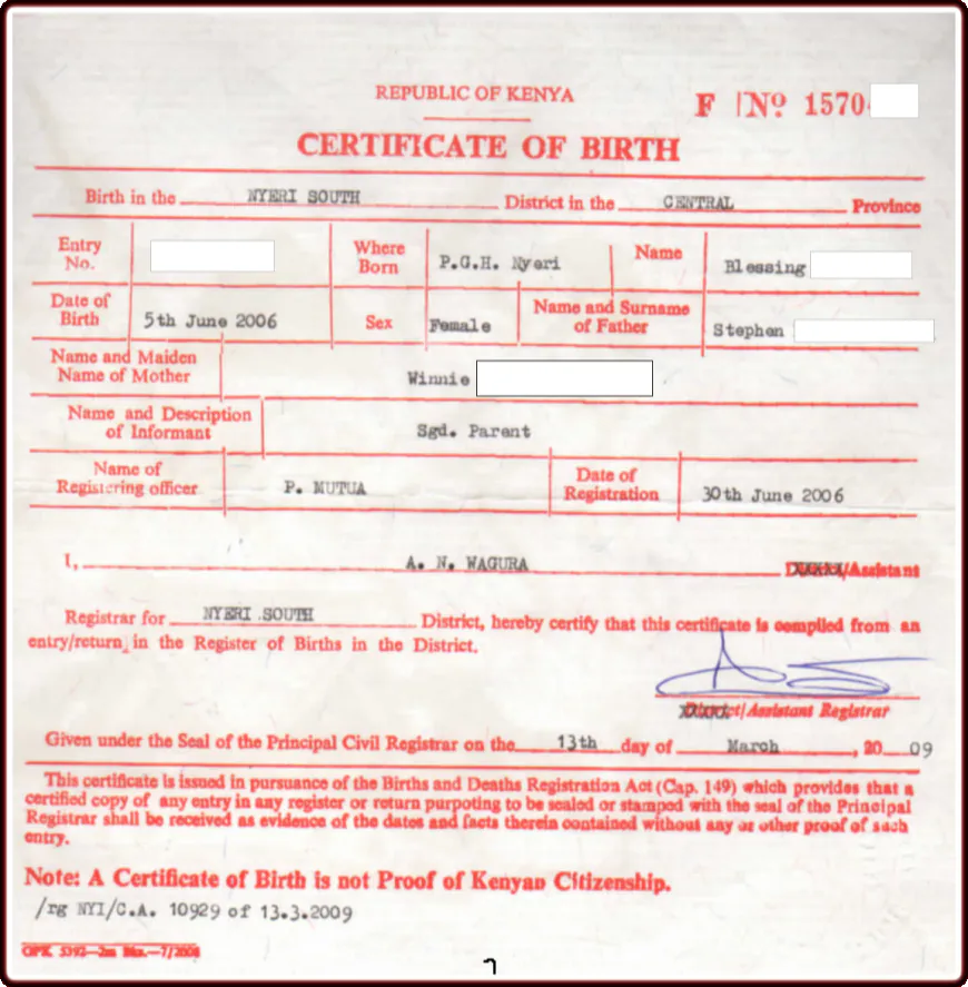 Who Issues Birth Certificates in Kenya?